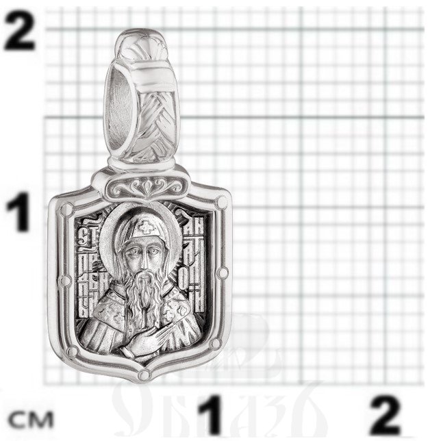 нательная икона «святой преподобный анатолий. молитва», золото 585 пробы белое (арт. 202.748-3)