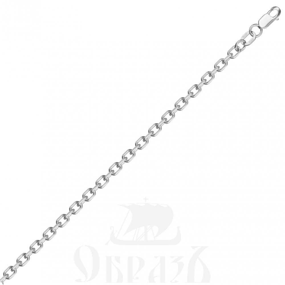 цепь плетение "ролло с удлиненным звеном" серебро 925 пробы с родиевым покрытием (арт. нц 22-206-3 d0,50)