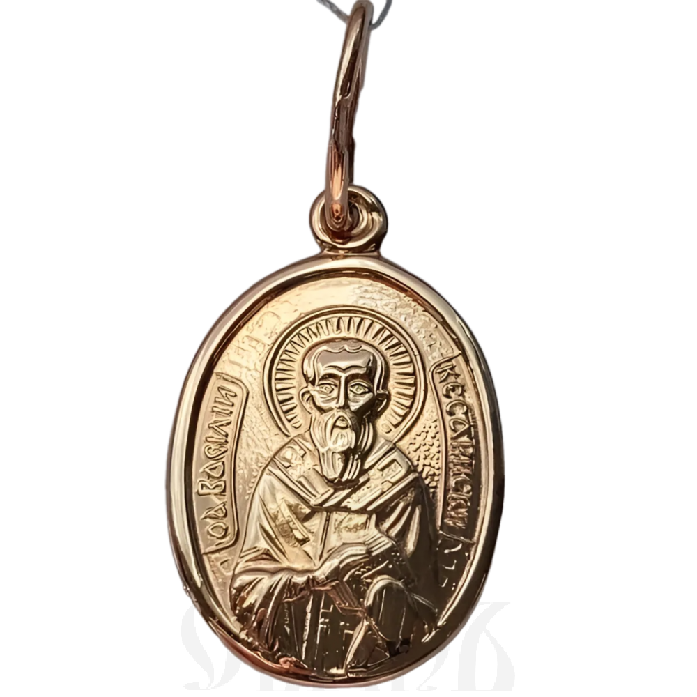 нательная икона святитель василий великий золото 585 пробы красное (артикул 25-155)