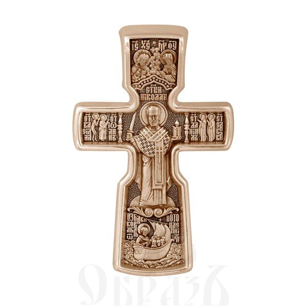 крест «распятие с предстоящими. святой николай чудотворец», золото 585 проба красное (арт. 201.517-1)